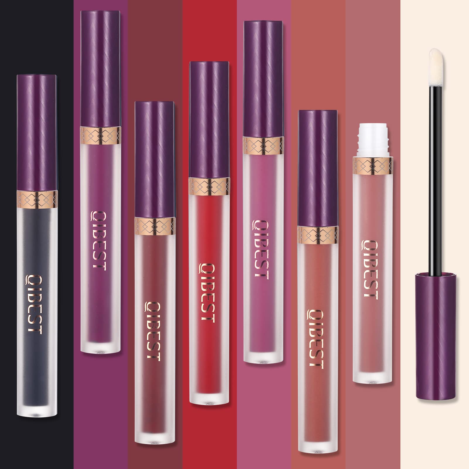 QiBest voluminizador labial con efecto volumen visible.