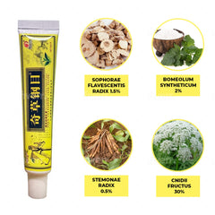 QICAOGANGMU crema herbal China, uso diario, calmando picor leve.