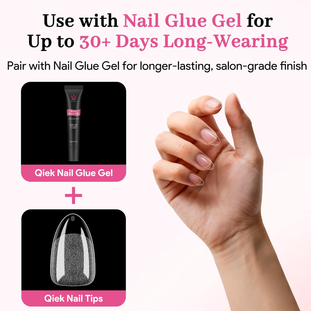 QIEK uñas almendra corta, versátiles para gel, acrílico y decoración.
