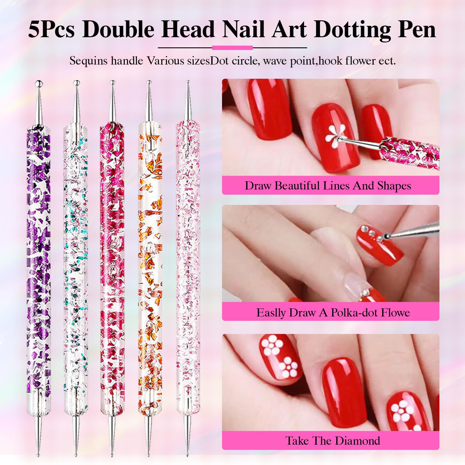 Qifuwanjingfeng cepillo-polvo-uñas, elimina polvo con suavidad durante el diseño.