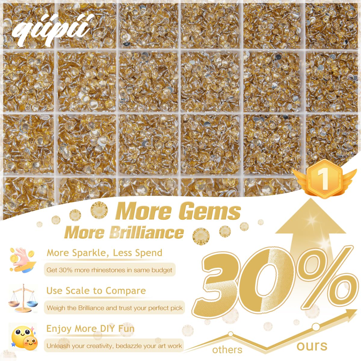 qiipii cristal Champagne 2mm para decoraciones precisas