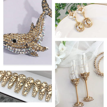 qiipii cristal Champagne 6mm destellos para vestidos y calzado