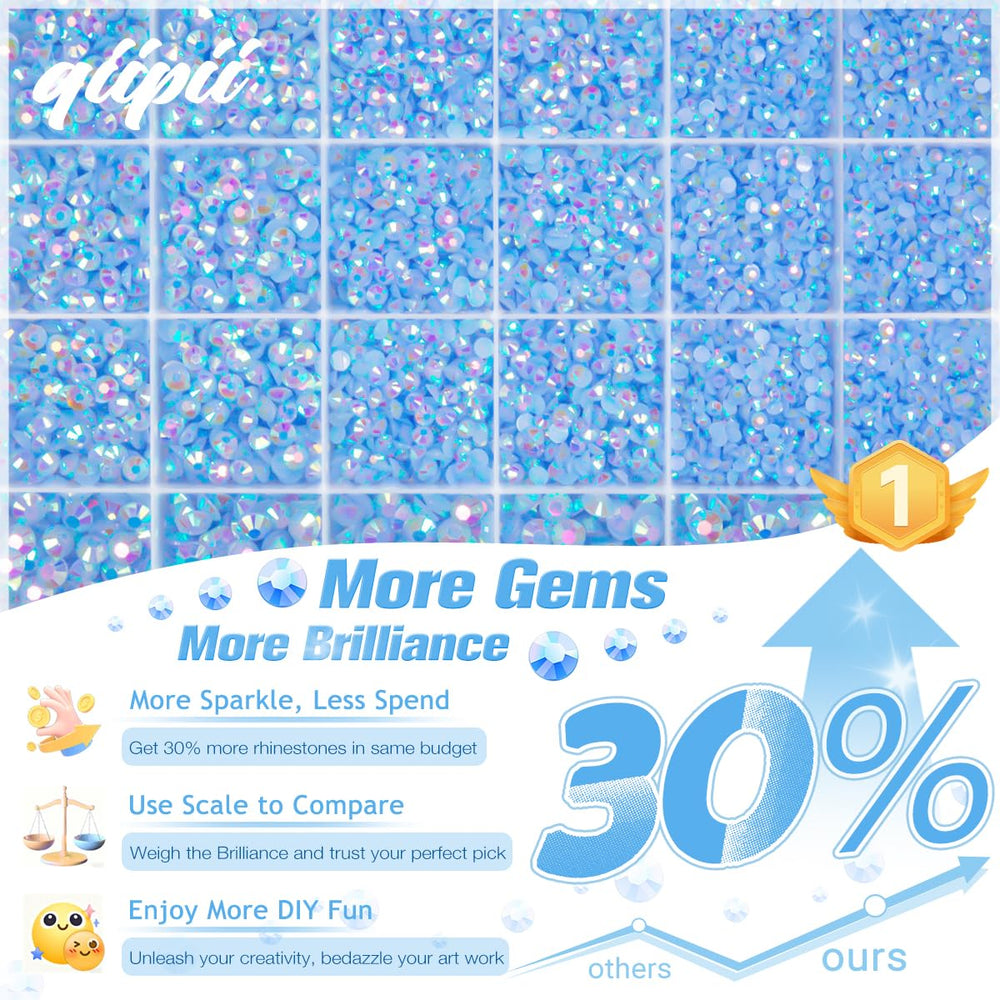 Piedras resina azul AB 3mm de qiipii para decoraciones brillantes en proyectos caseros.