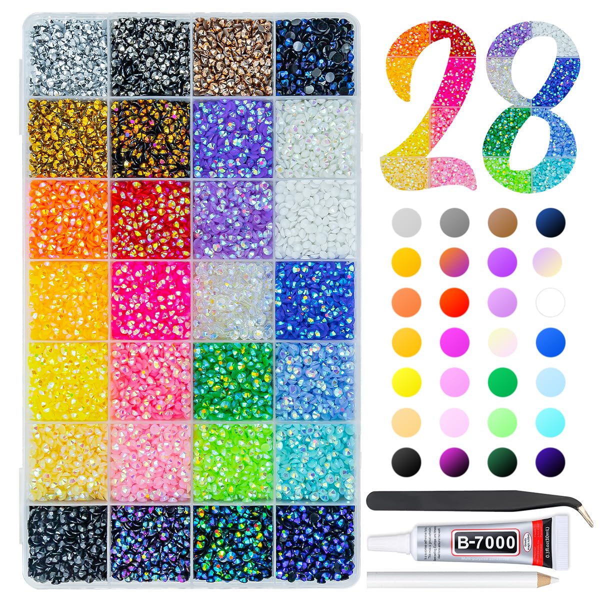 qiipii: piedras resina jelly 28 colores 4mm para manualidades brillantes y creativas