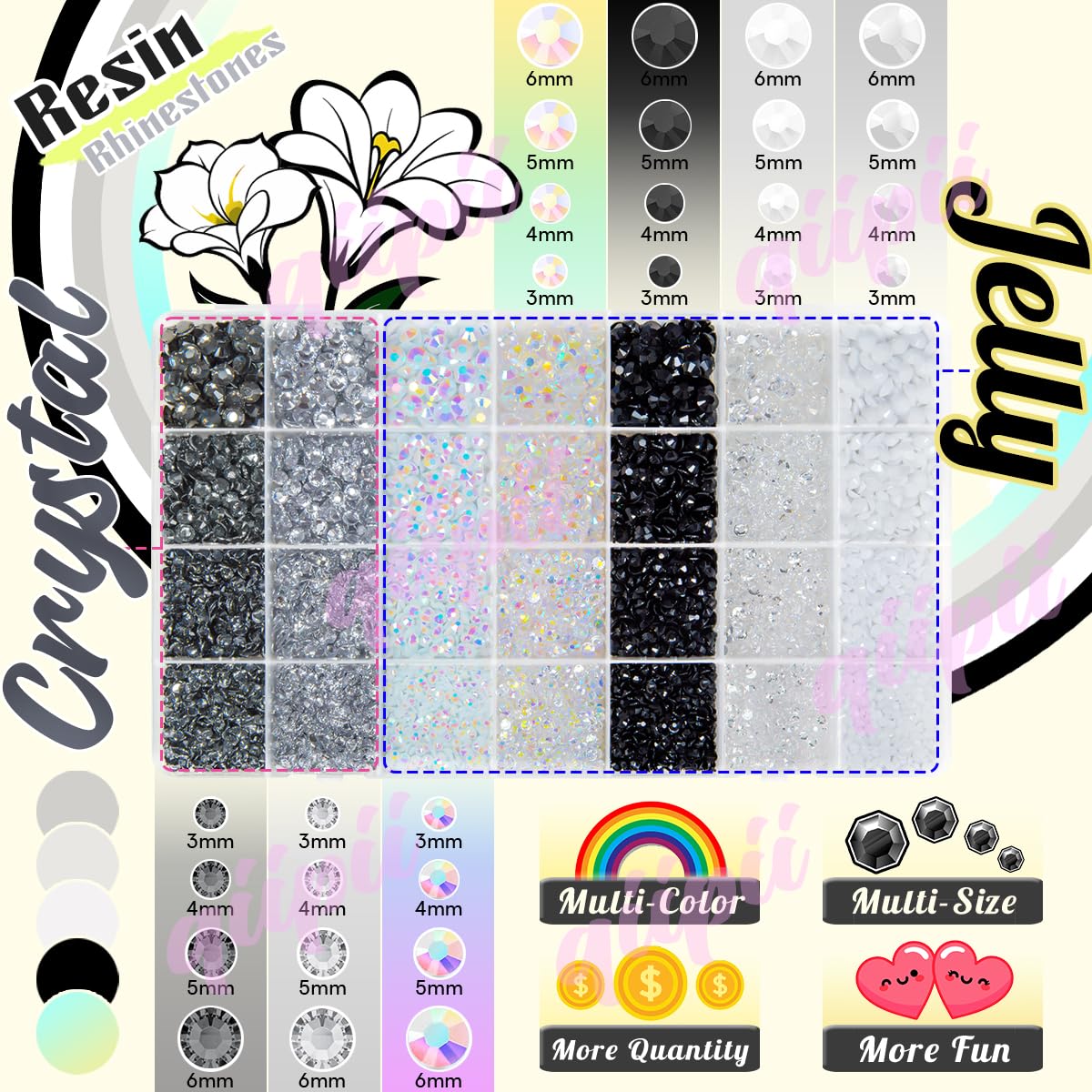 qiipii piedras resina redondas 3–6 mm para proyectos variados