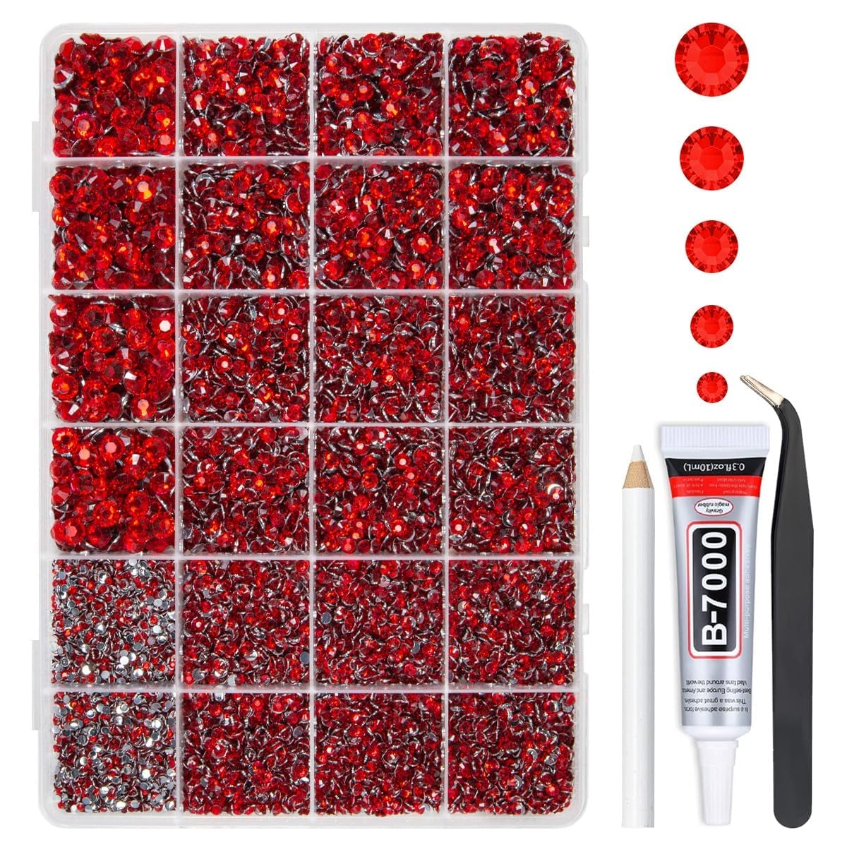 qiipii Piedras de resina rojas 2 mm para decorar joyería y manualidades.