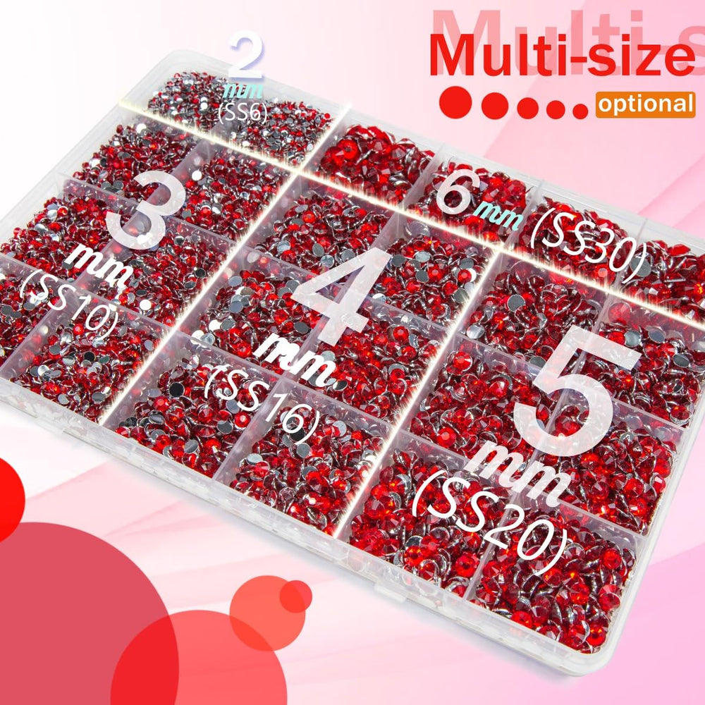 qiipii Piedras de resina rojas 4 mm para uñas y prendas decorativas.