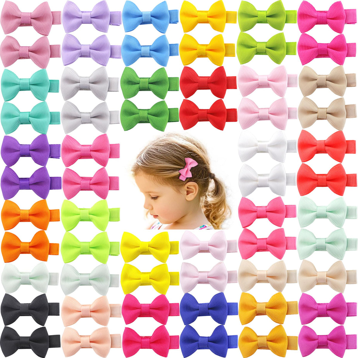Conjunto QingHan de lazos para niñas con clips forrados de 4,5 cm.