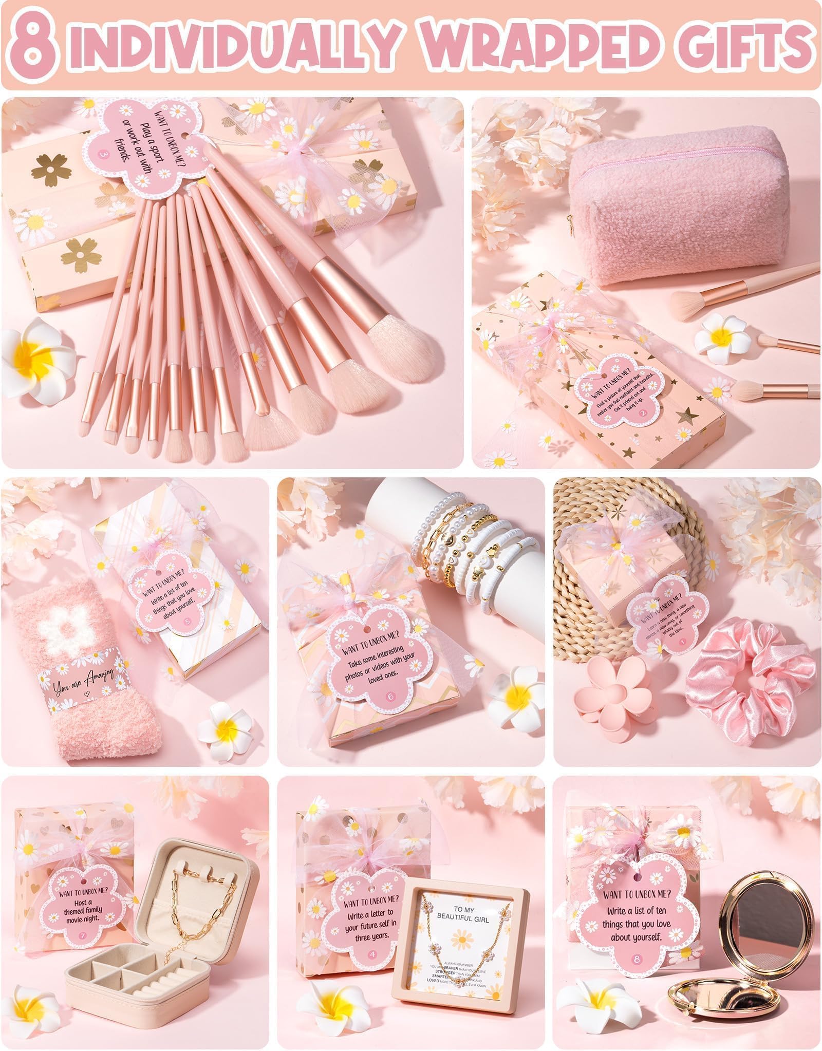 Qinline espejo de maquillaje rosa dorado, práctico para retoques rápidos