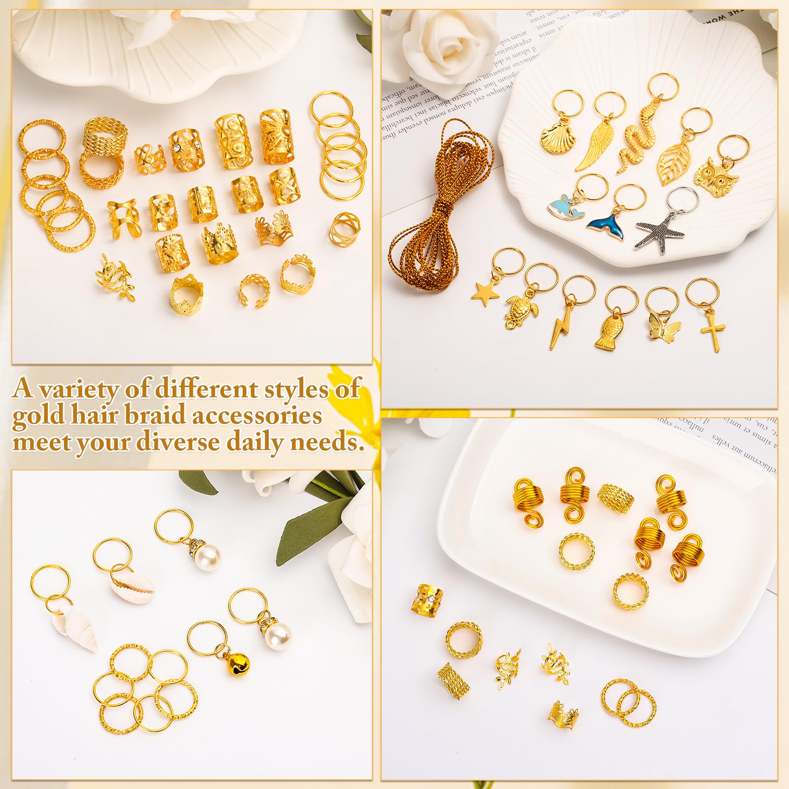 Clip dorado para trenzas con detalle único y brillo suave.