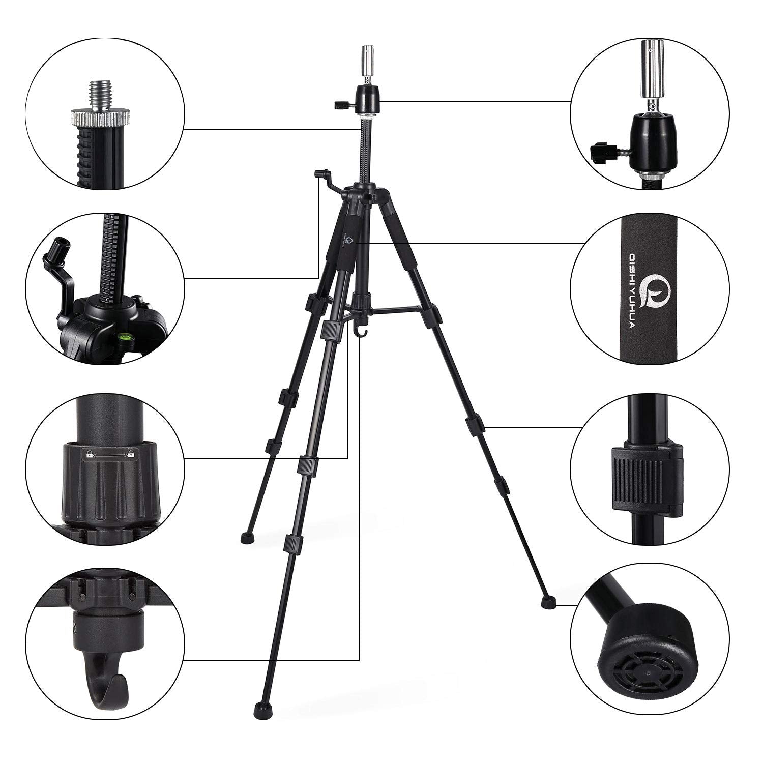QISHI YUHUA Wig Stand altura ajustable para trabajar a la medida