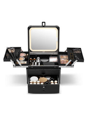 Caja de maquillaje Qislee con cajón y cuatro bandejas para organización diaria