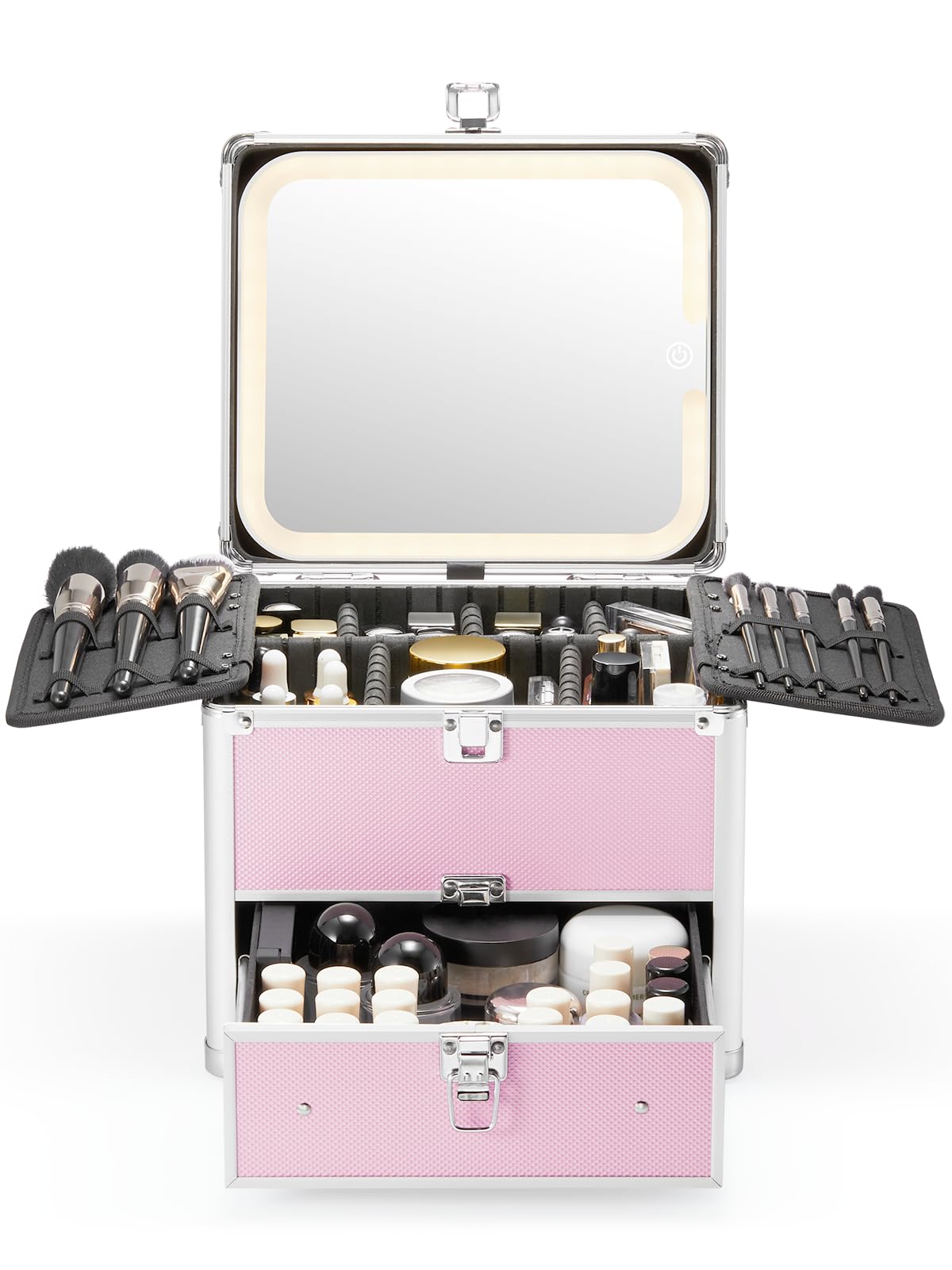 Qislee estuche de maquillaje con espejo LED para ver detalles con claridad