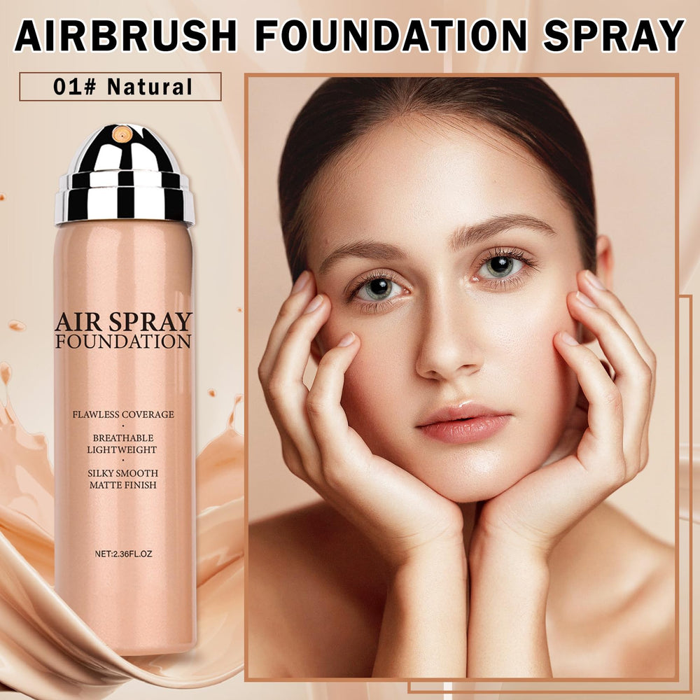 QIUFSSE airbrush foundation being applied with brush for smooth, even skin.