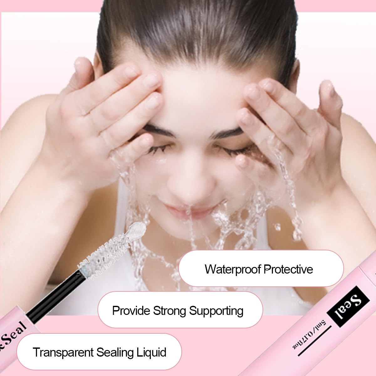 Qiveaory sellador transparente para fijar y proteger las pestañas durante el día.