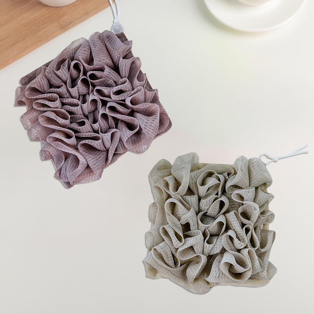 QIYUDA lufa textura suave marrón, experiencia de ducha agradable.