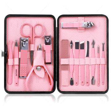 Set QLNE 15 en 1 con estuche rosa para manicura en casa