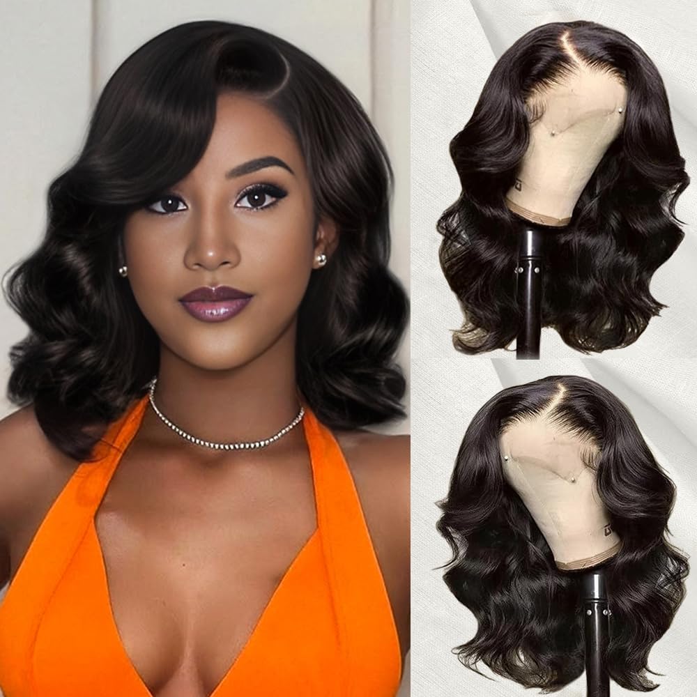 Qmaple Bob Wig con frente de encaje para look natural y duradero