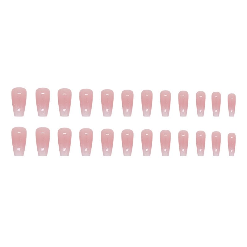 QQPPOLIU uñas postizas forma ataúd rosa ombre acabado suave