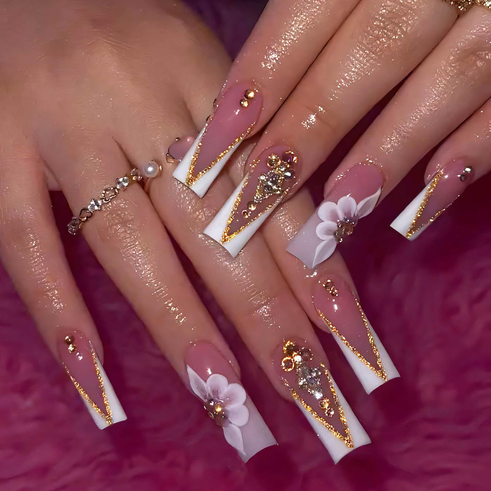 QQPPOLIU uñas postizas francesas para un look elegante y duradero