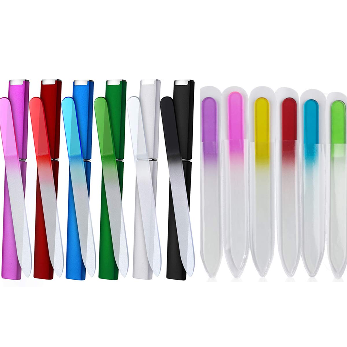 Lima de uñas de cristal QRWT con estuche, ideal para viajar y mantener uñas lisas.