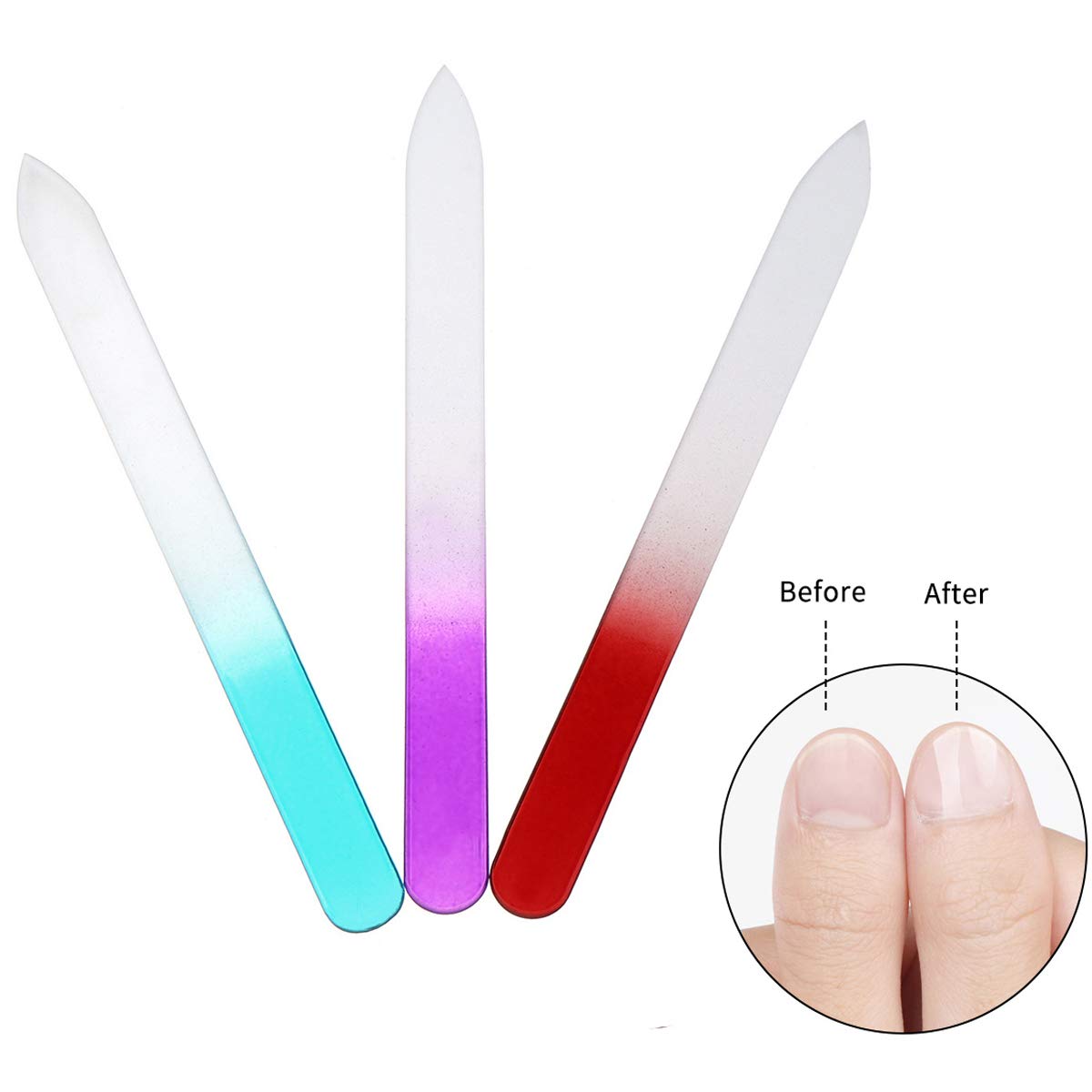 Lima de uñas de cristal QRWT, doble cara para un acabado suave y uniforme.