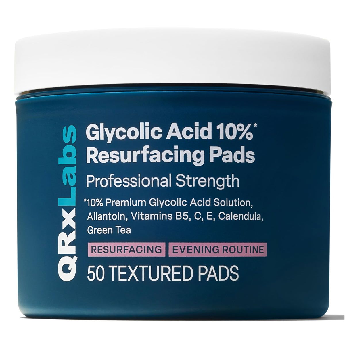 QRxLabs almohadillas de ácido glicólico, empaque de 50 unidades para uso diario en rostro