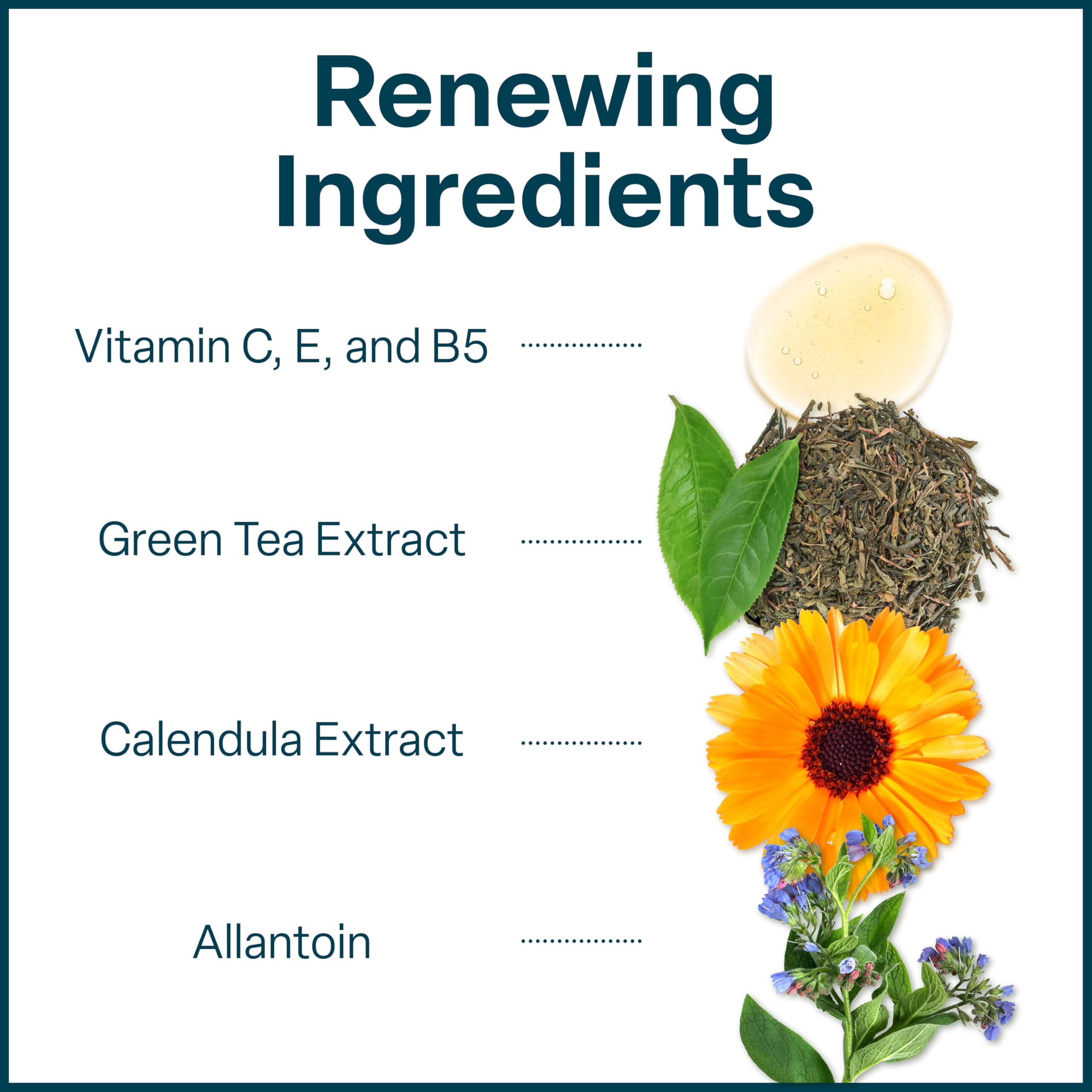 QRxLabs extractos de té verde y caléndula para calmar la piel.