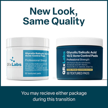 Envase de 50 unidades de QRxLabs, conveniente para rutina diaria