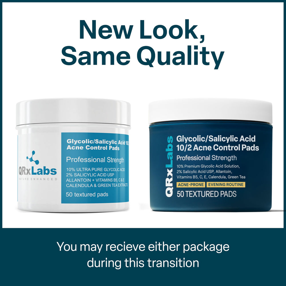 Envase de 50 unidades de QRxLabs, conveniente para rutina diaria