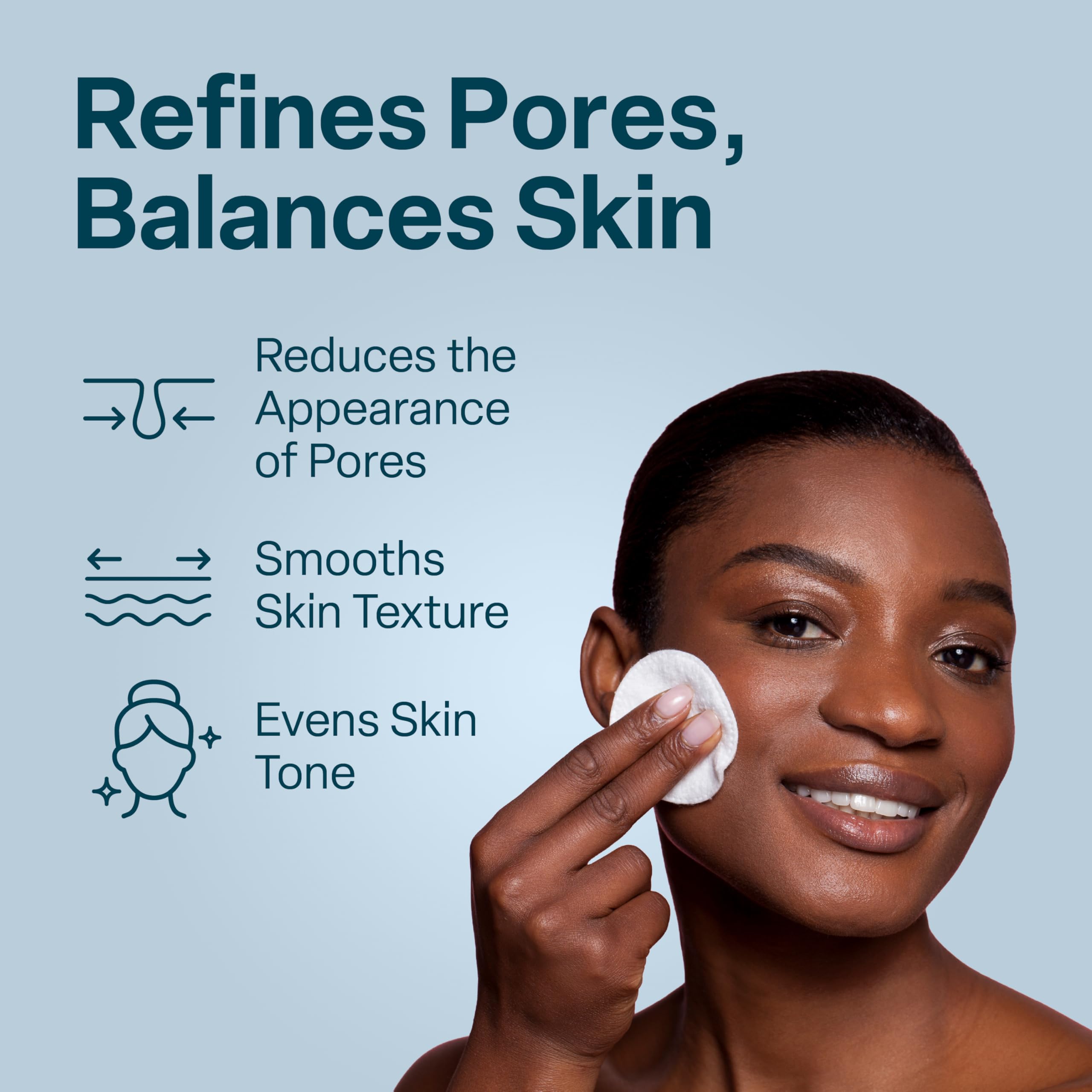 QRxLabs Pore Toner Pads, aplicación fácil: suavizan poros visibles.
