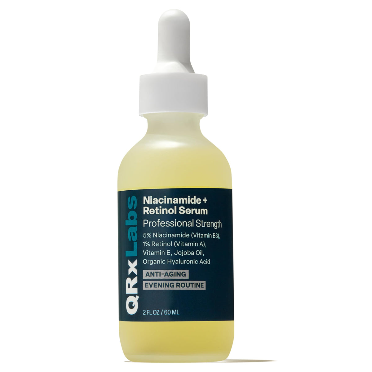 QRxLabs suero Niacinamida 5% con Retinol 1% alfa-arbutina frasco oscuro para uso nocturno