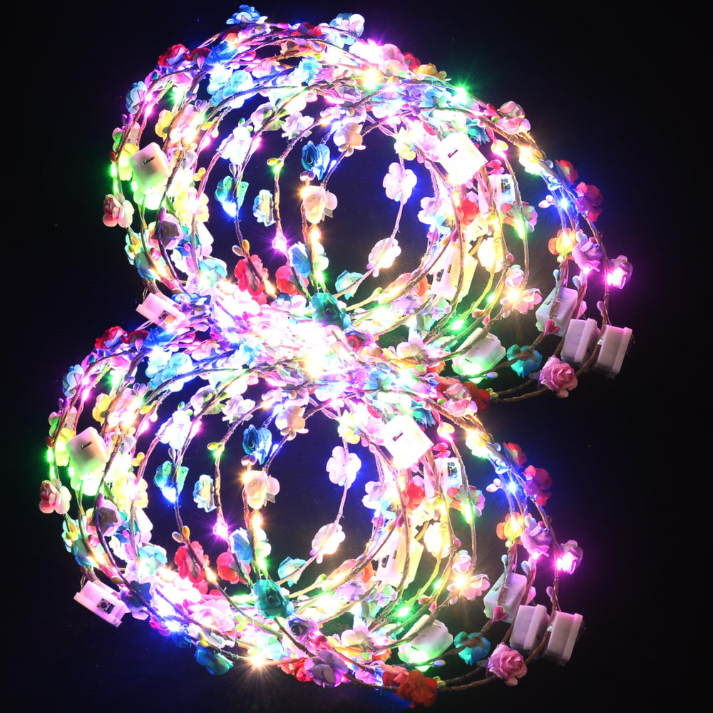QSJQllo corona de flores LED iluminada para fiestas y eventos.