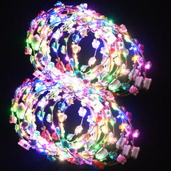 QSJQllo corona de flores LED iluminada para fiestas y eventos.