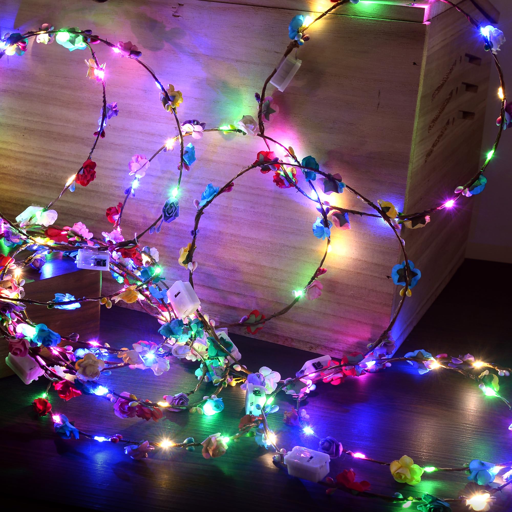 QSJQllo corona de flores LED, perfecto para fiestas en la playa.
