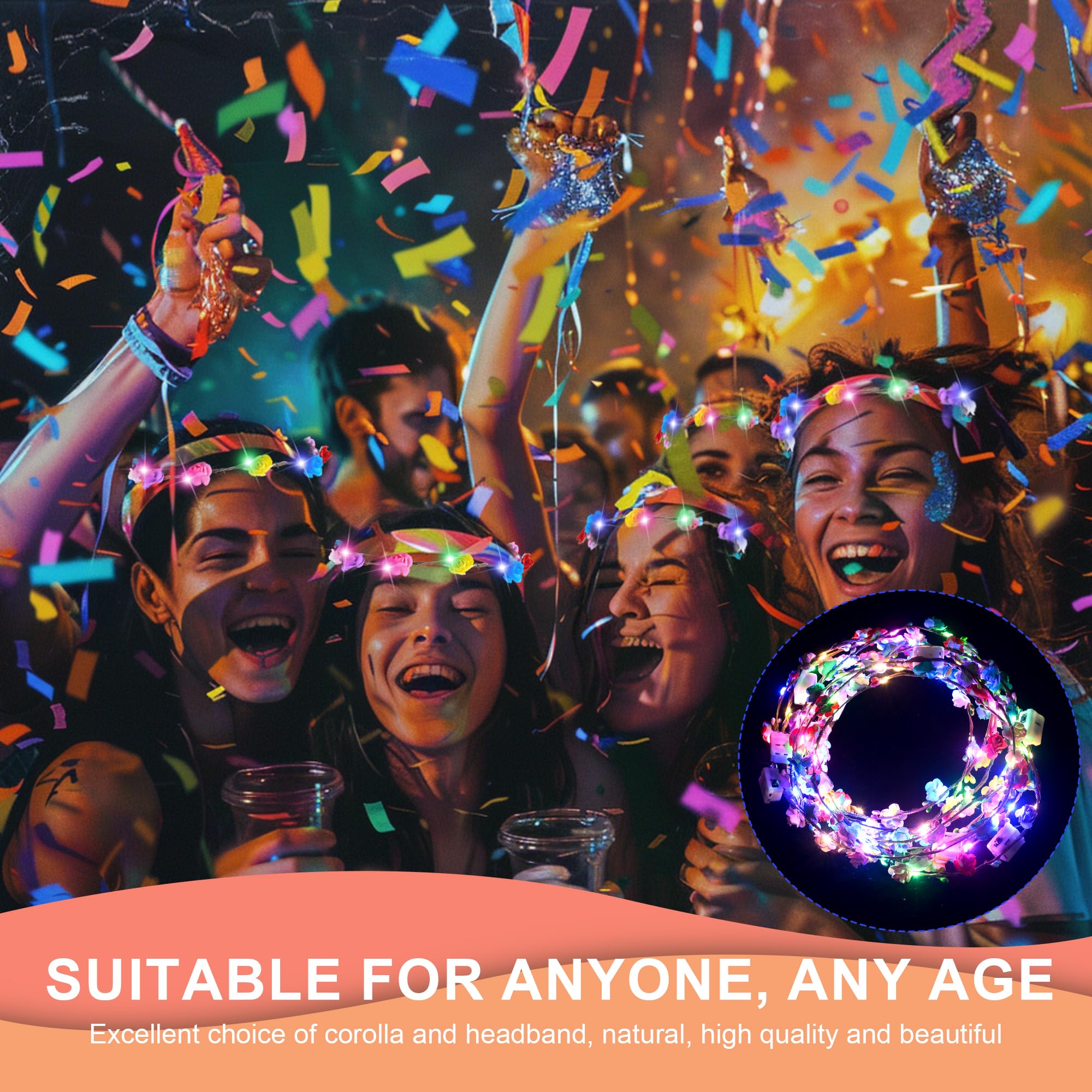 QSJQllo diadema LED para bodas y fiestas, accesorio festivo.