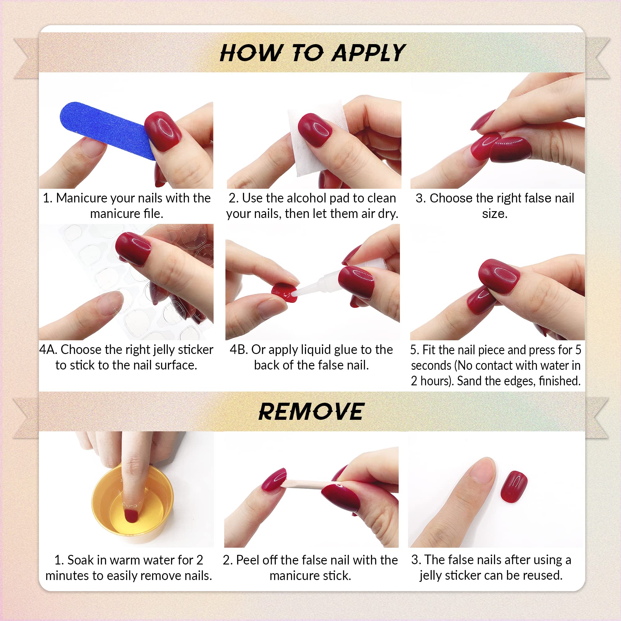 Uñas Qsnidy de ABS sin olor, duraderas y seguras para uso diario.