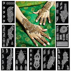 QSTOHENA kit de plantillas para henna para manos, decoraciones temporales.