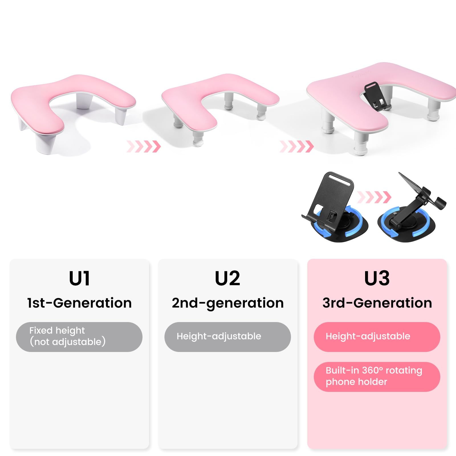 Quaferen reposo manos ergonómico altura ajustable mejora la comodidad durante uñas