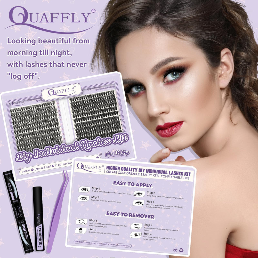 Pestañas QUAFFLY de longitudes 10-18 mm para versatilidad de looks.