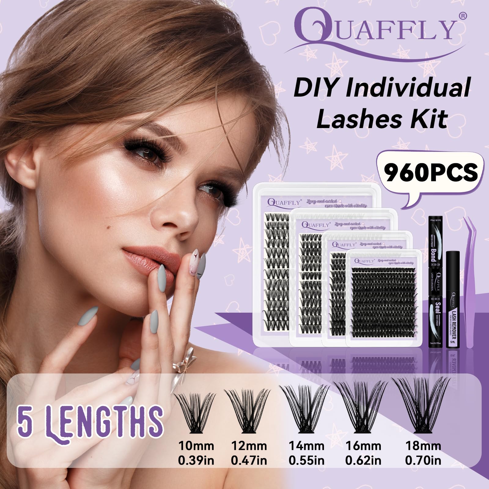 Pinzas de precisión QUAFFLY para colocar cada pestaña con control.