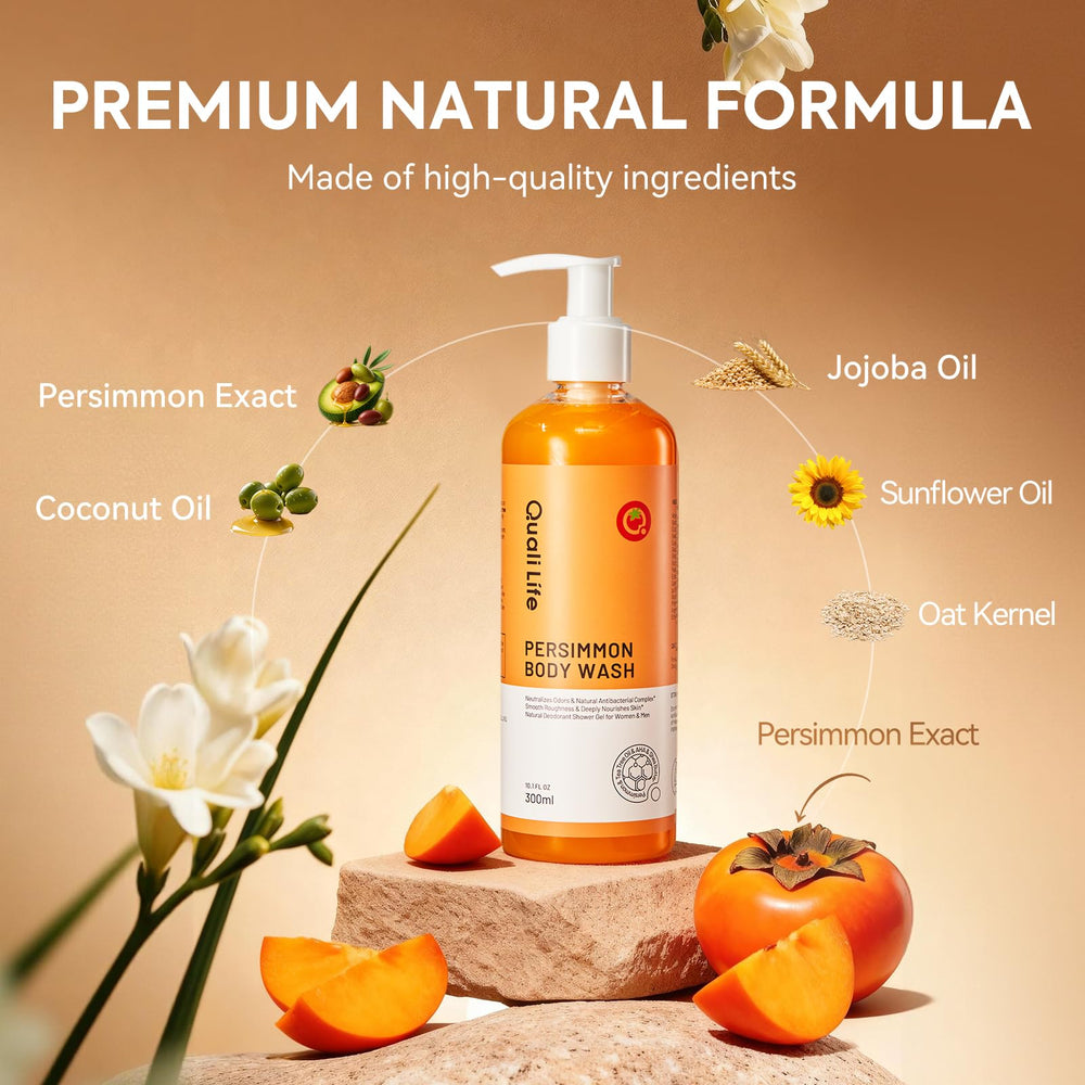 QualiLife Persimmon: textura cremosa y espuma suave para una limpieza delicada.