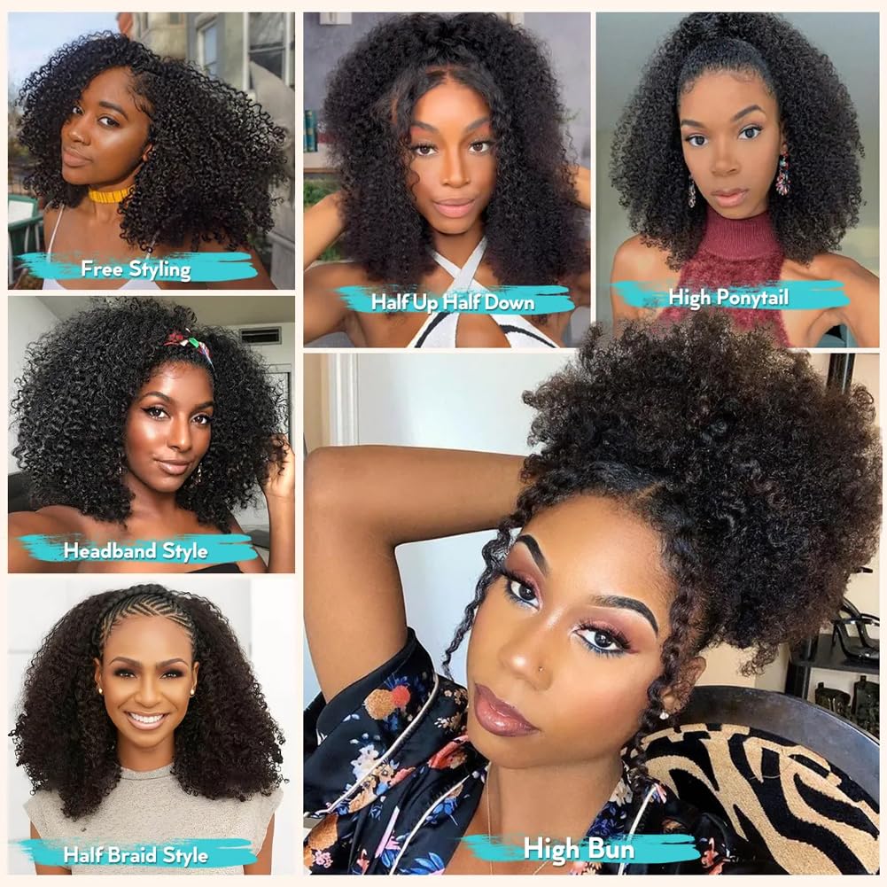 QUANDIAN Peluca media kinky-curly 3 en 1 múltiples estilos para looks diarios.