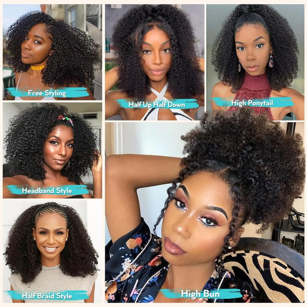 QUANDIAN Peluca media kinky-curly 3 en 1 múltiples estilos para looks diarios.