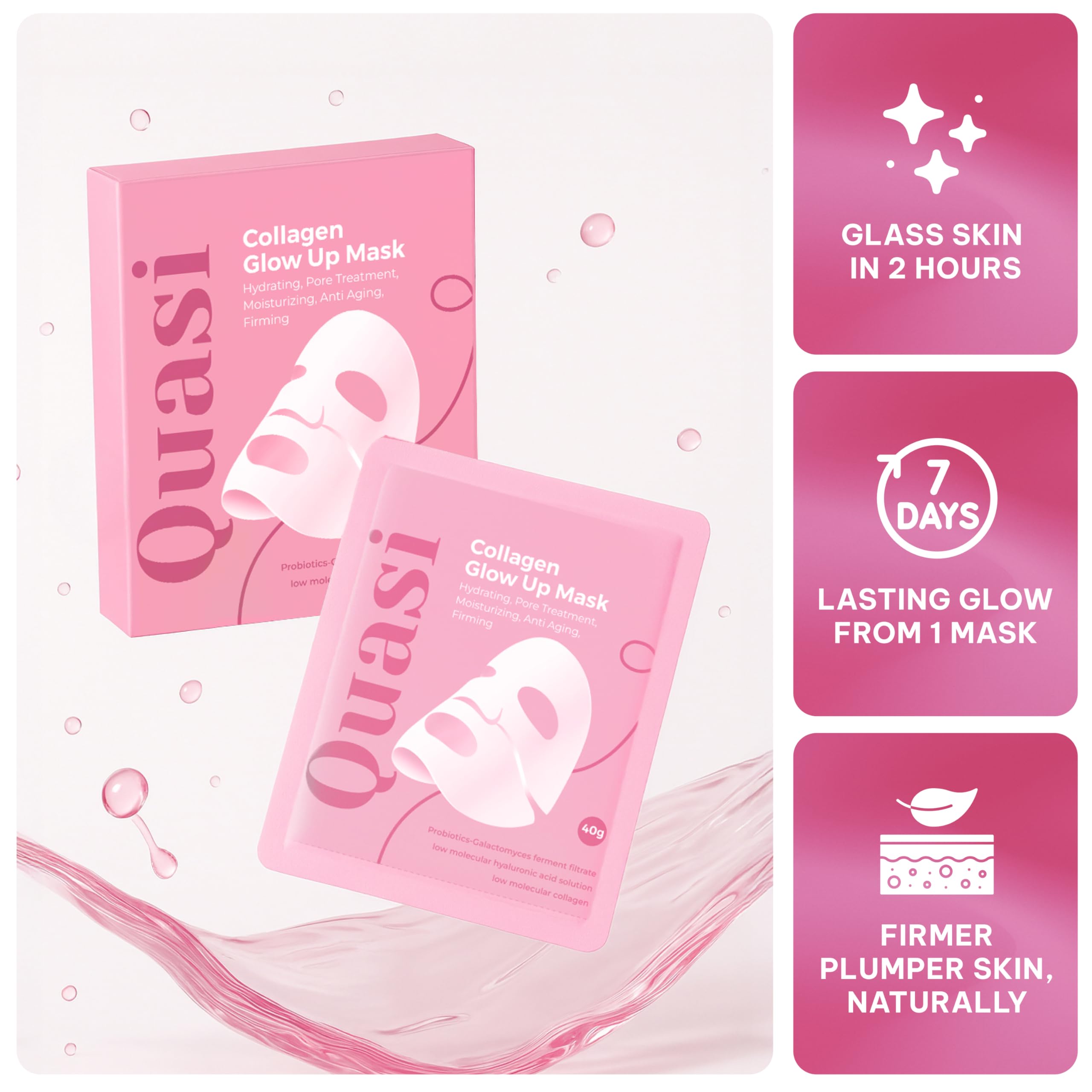 Quasi Bio-Collagen mascarilla mejora tono de piel y luminosidad.