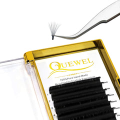 QUEWEL extensiones de pestañas con abanico: empaque y mezcla 8-15mm.