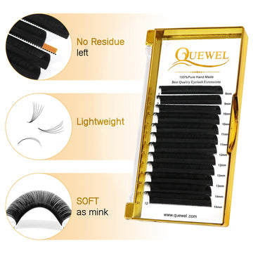 QUEWEL extensiones de pestañas con abanico: material PBT de Corea.