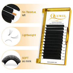 QUEWEL extensiones de pestañas con abanico: material PBT de Corea.