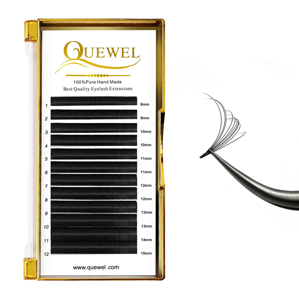 QUEWEL extensiones de pestañas con abanico, sensación suave y libre de crueldad.