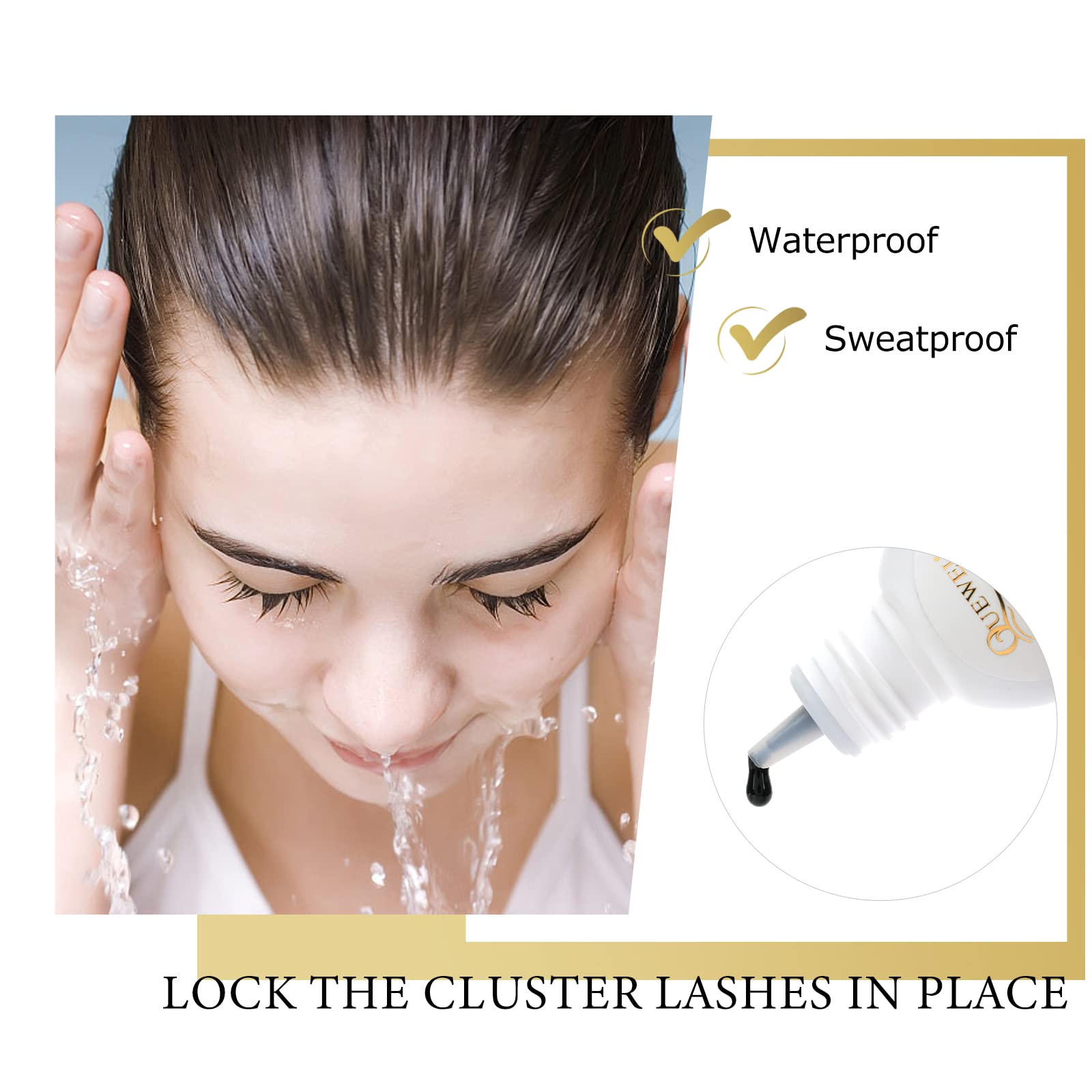 Resistencia al agua del adhesivo QUEWEL para looks duraderos.